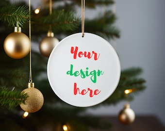 Round Christmas Ornament Shaped Mock Up