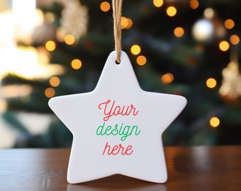 Star Shaped Christmas Ornament Shaped Mock Up