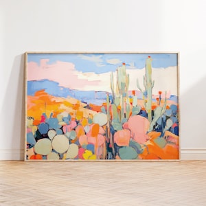 Colorful Desert Cactus Wall Art, Painting Desert Cactus Landscape Art, Southwest Decor Art,Printable Wall Art,Downloadable PRINTABLE Digital