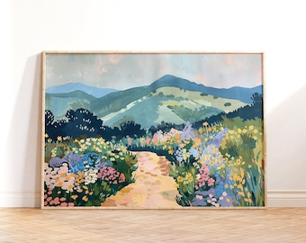 Lámina artística de Matisse, Sendero de senderismo de montaña, Paisaje de flores silvestres (Descarga digital)