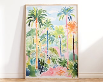 Watercolor Palm Trees Beach Wall Art, Painting Matisse Style Trees Art, Coastal Decor Art, Printable Wall Art,Downloadable PRINTABLE Digital