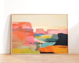 Abstract Canyon Landscape Wall Art, Painting Colorful Canyons Art, Southwest Decor Art, Printable Wall Art, Downloadable PRINTABLE Digital