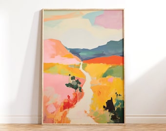 Abstract Mountain Hiking Trail Wall Art, Painting Mountain Landscape Art, Cabin Decor Art, Printable Wall Art,Downloadable PRINTABLE Digital