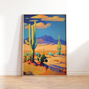 Modern Art Desert Cactus Wall Art, Painting Desert Mountain Art, Southwest Decor Art, Printable Wall Art, Downloadable PRINTABLE Digital