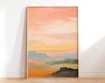 Pastel Canyons Wall Art, Painting Desert Mountain Landscape Art, Southwest Decor Art, Printable Wall Art, Downloadable PRINTABLE Digital