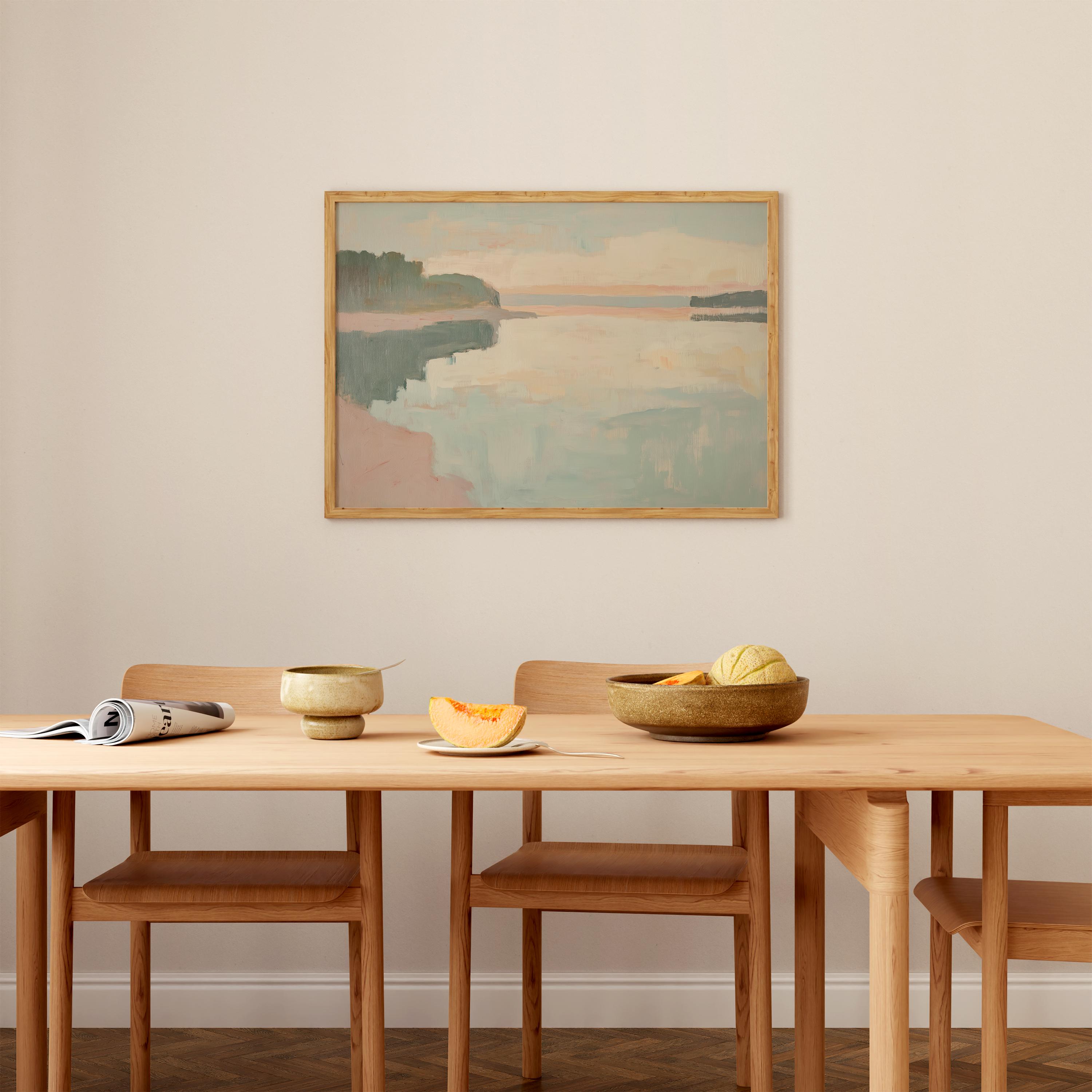 Abstract Lake Landscape Art Print, Serene Nature Painting (digital ...