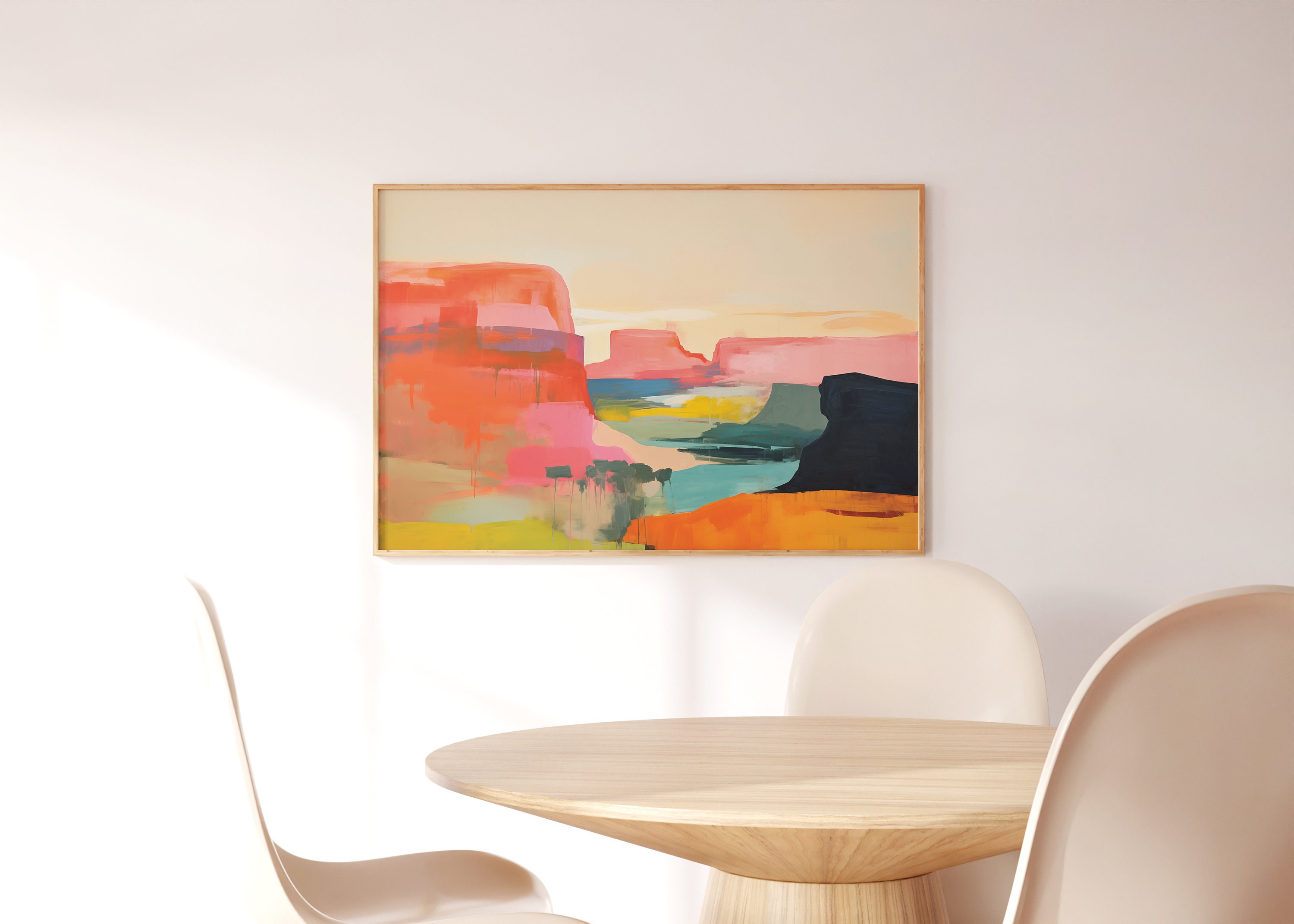 Abstract Canyon Landscape Wall Art, Painting Colorful Canyons Art ...