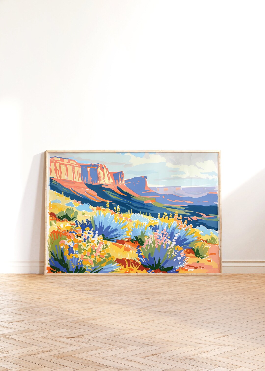 Image showcasing Colorful Canyon Landscape Art Print, Southwest Desert Decor (digital ...