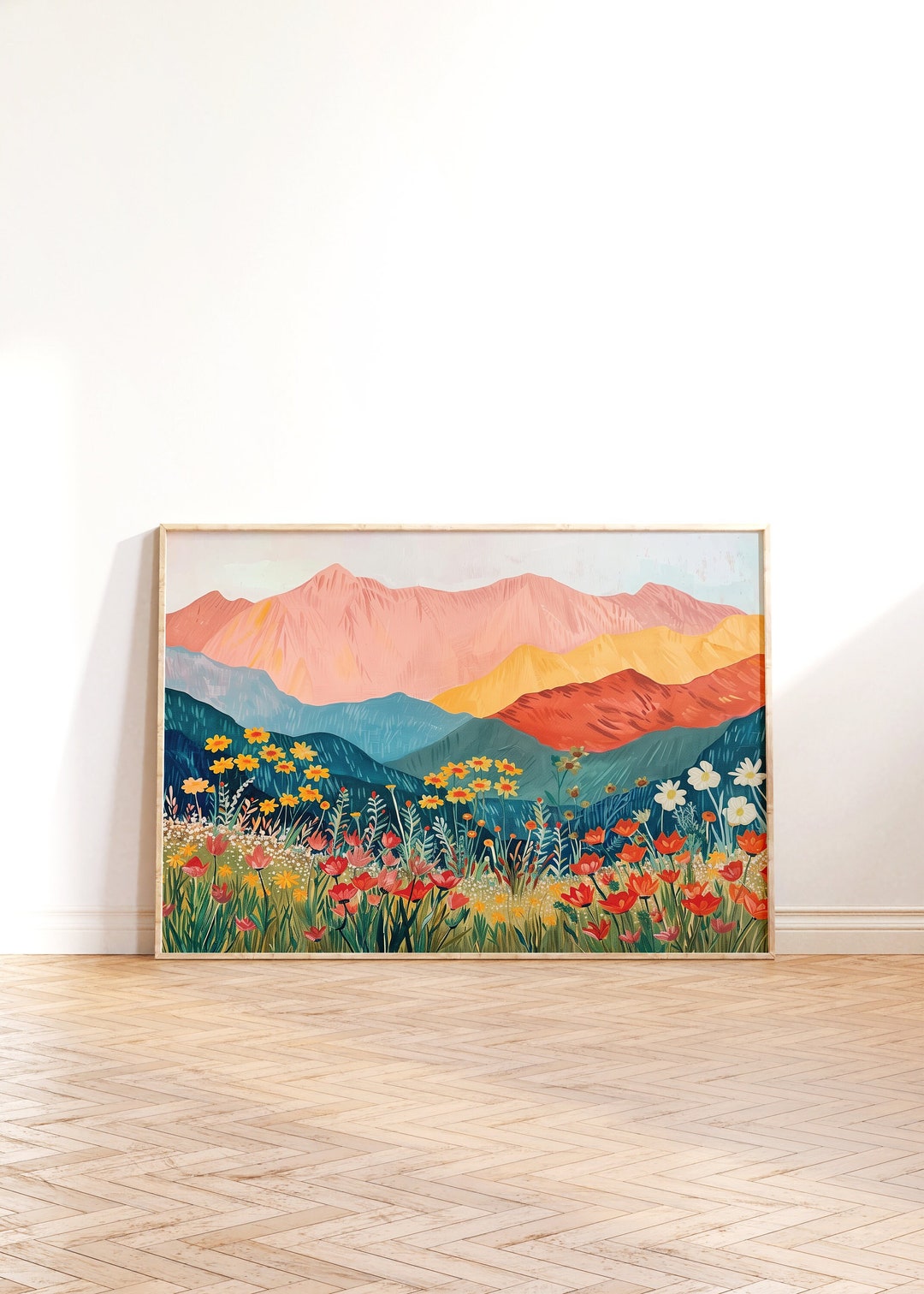 Colorful Mountain Wildflower Landscape Art Print (digital Download) - Etsy