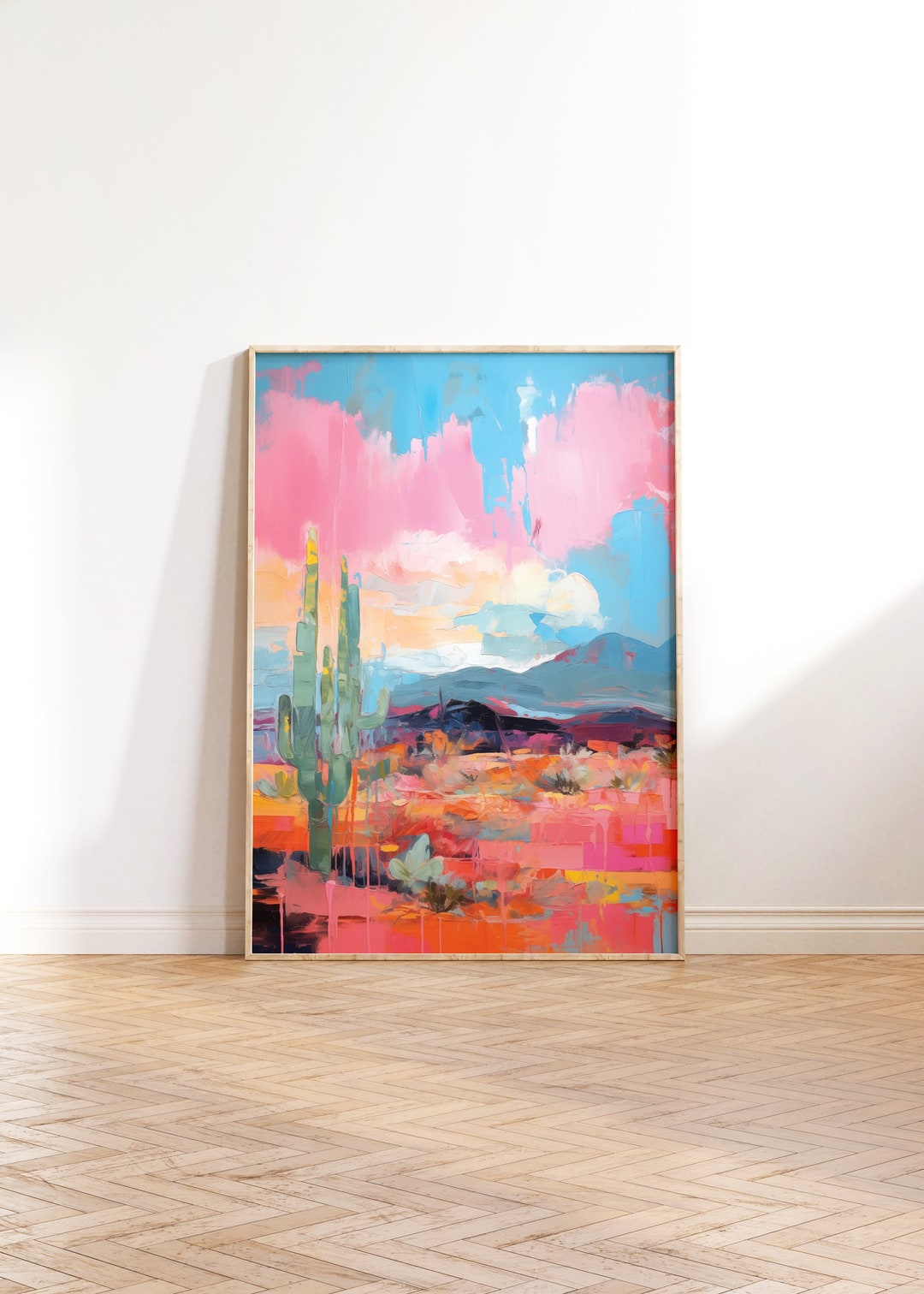 Desert Abstract Abstract Desert Landscape Wall Art, Colorful Painting Landscape Art ...
