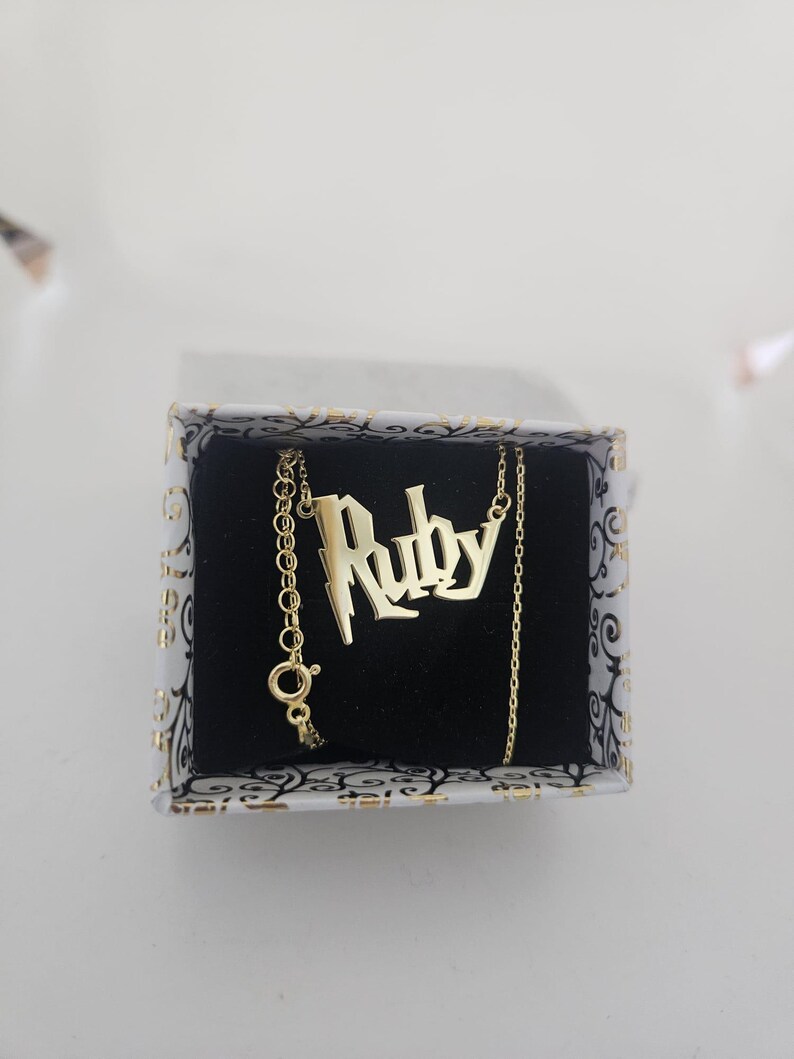 Collar con nombre de mago, collar con nombre de Harry P. Font, regalo perfecto de plata, joyería personalizada, collar de oro para mujer, regalo de Halloween, regalo para ella imagen 14