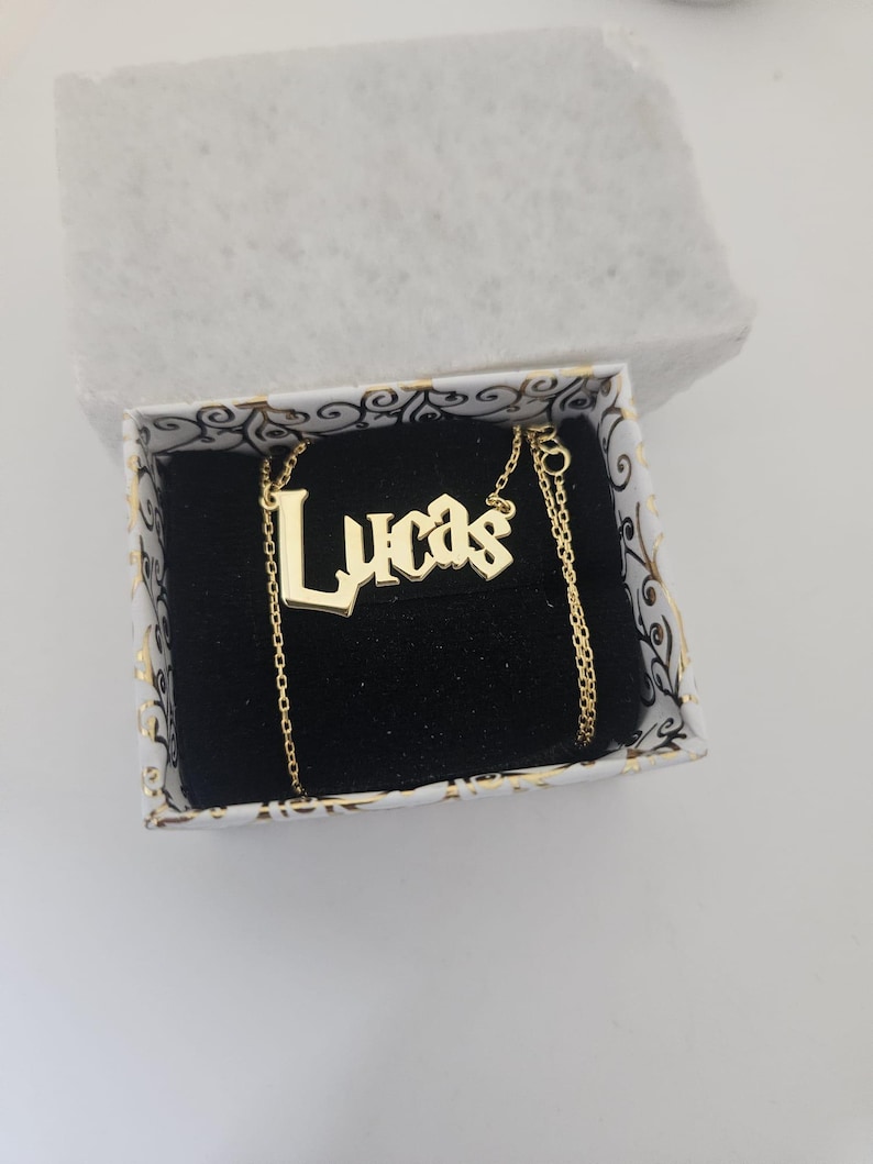 Collar con nombre de mago, collar con nombre de Harry P. Font, regalo perfecto de plata, joyería personalizada, collar de oro para mujer, regalo de Halloween, regalo para ella imagen 9