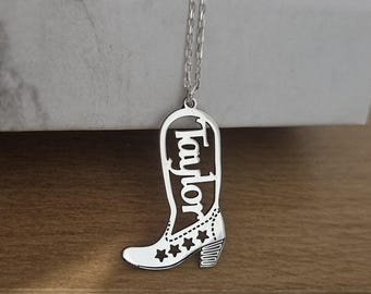 Cowboy Necklace, Cowgirl Boot, Custom Cowboy Necklace, Western Jewelry, Dainty Gold Cowboy, Personalized Cowgirl, Cowboy Boot