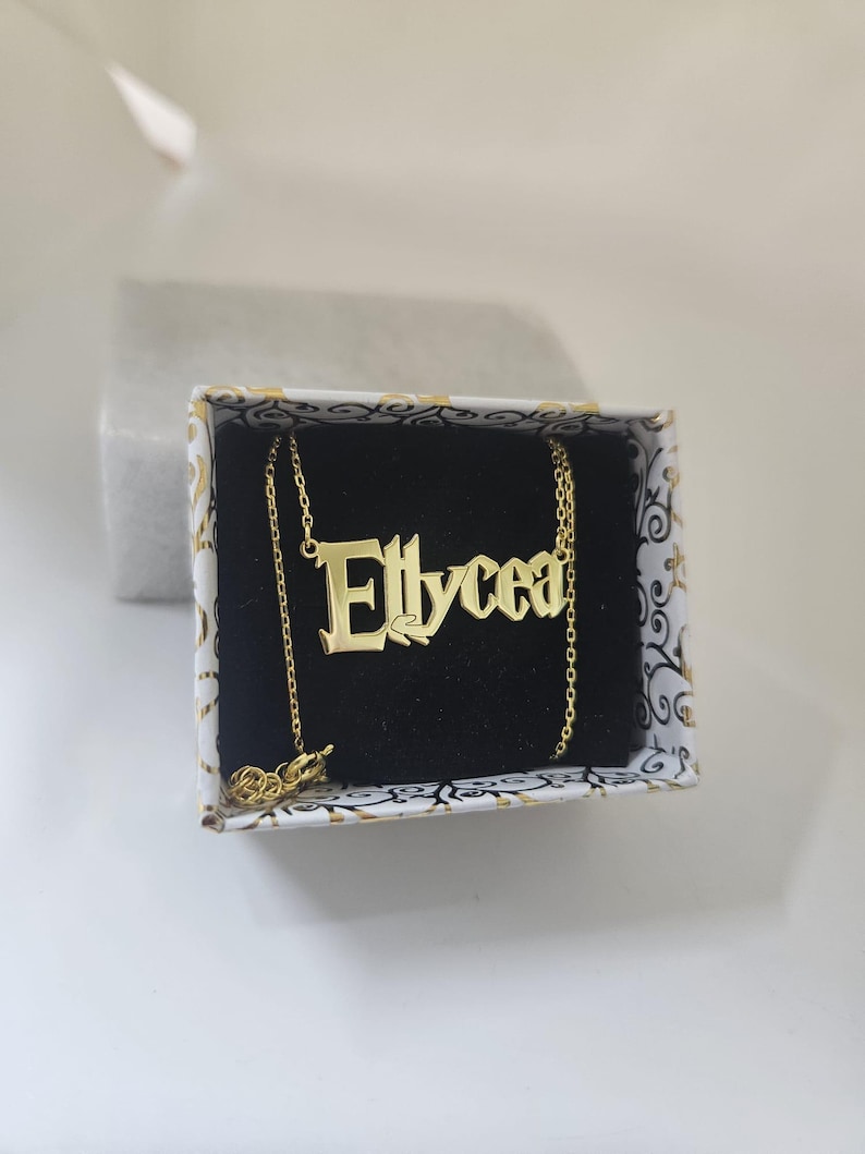 Collar con nombre de mago, collar con nombre de Harry P. Font, regalo perfecto de plata, joyería personalizada, collar de oro para mujer, regalo de Halloween, regalo para ella imagen 13