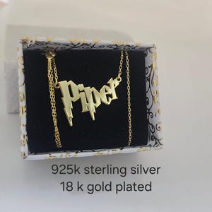 Collar con nombre de mago, collar con nombre de Harry P. Font, regalo perfecto de plata, joyería personalizada, collar de oro para mujer, regalo de Halloween, regalo para ella imagen 2