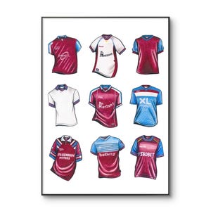 West Ham United | West Ham Poster | Retro Kit | West Ham Football | Classic Football Print | Birthday | Soccer Wall Art | A4 Gift