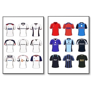 Retro Bolton Football Shirt Poster: Classic Home/Away Kit A4 Print