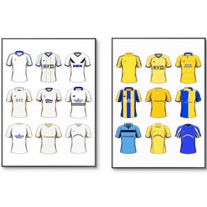Leeds United Football Poster: Classic Soccer Kits A4 Wall Art
