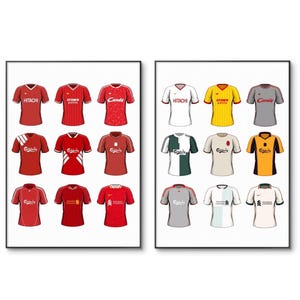 Liverpool Football Poster: Iconic Kits Print, Retro Soccer Art