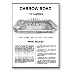 Affiche du stade de football de Norwich City : impression A4 Retro Carrow Road