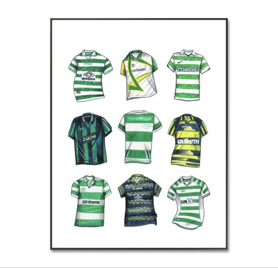 Celtic FC Classic Retro Football Shirts Poster Celtic Football
