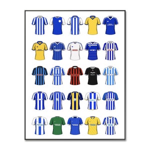 Brighton Football Shirt | Brighton and Hove Albion | Brighton Print | kit Gift | Homemade Jersey A4 Print | Birthday | Wall Art | Christmas