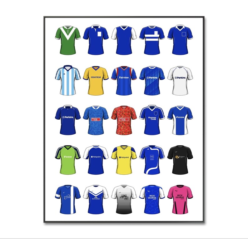 Peterborough United Football Shirts Poster Peterborough Poster Retro