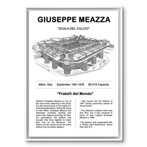 Poster dell'Inter / Stadio Internazionale / Giuseppe Meazza / Maglia fatta in casa / Stampa stadio A4 / Compleanno / Arte murale / Digitale