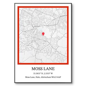 Altrincham Stadion Karte Print: Moss Lane Football Poster (A4 Druck)