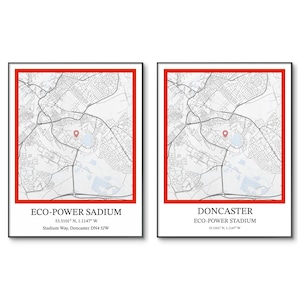 Doncaster Rovers | Poster voetbalstadion | Eco-Power-stadion | Doncaster voetbalposter | A4-afdruk | Verjaardag | Muurkunst | Doncaster-cadeau