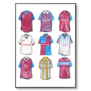 Burnley Football Shirt Poster: Retro Jersey Druck (A4)