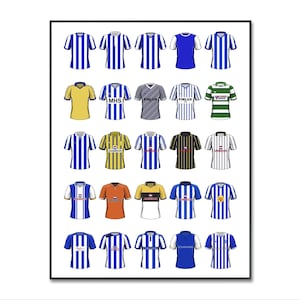 Sheffield Wednesday Football Shirt Poster: SWFC Retro Jersey Print | Retro Kit | Classic Football Shirt | Birthday | Christmas Gift