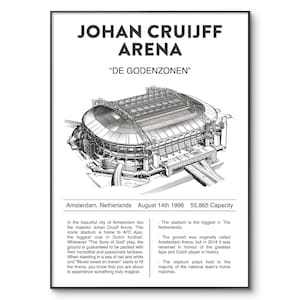 Ajax Stadium Poster: Johan Cruijff Arena, Soccer Artwork (A4 Print)