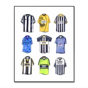 Notts County Poster | Notts County T-Shirt | Fußball-Shirt | Retro Classic Fußball Top Hausgemachter Jersey A4 Druck | Geburtstag | Wandkunst | Geschenk