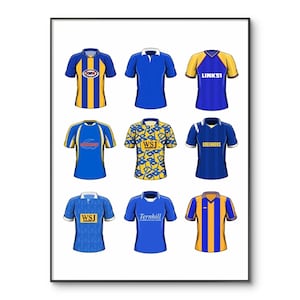 Pôster de futebol do Shrewsbury Town: impressão artística de camisa retrô A4