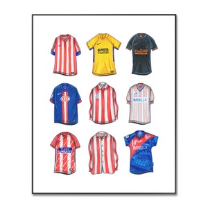 Atletico Madrid Poster: Classic Football Kits, A4 Wall Art