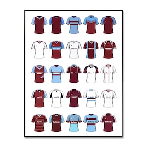 West Ham United Football Shirt Poster | West Ham Classic Shirt | West Ham Shirt | Jersey| A4 Print | Birthday | Wall Art | Gifts for Him
