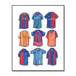 Barcelona Football Shirt Poster: Classic Retro Kit Artwork (Digital Download)