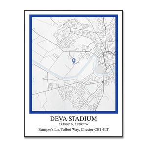 Chester FC voetbalposter | Deva Stadium-voetbalposter | Chester Deva-stadionposter | Stadion | Verjaardag | A4-muurkunst | Cadeau voor hem
