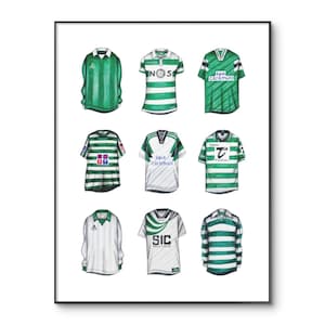 Sporting de Lisboa / Camiseta de fútbol / Póster de fútbol del Sporting CP / Equipación de fútbol retro / Impresión casera de camiseta A4 / Regalo de cumpleaños / Arte mural