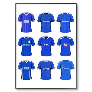 Portsmouth Football Poster | Portsmouth Home Shirt | Classic Football Kit  | Retro Socce Print | Birthday | A4 Wall Art | Gifts for Him
