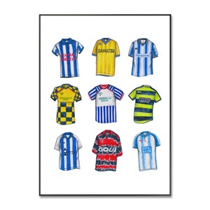 Huddersfield Town Football Shirt Poster: Huddersfield Football Shirt | Classic Football Shirt | Birthday | A4 Wall Art Print | Christmas