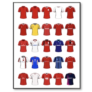 Nottingham Forest | Cartaz da camisa de futebol do Nottingham Forest | Cartaz do Nottingham Forest | Futebol retrô | Impressão A4 | Natal | Arte de parede