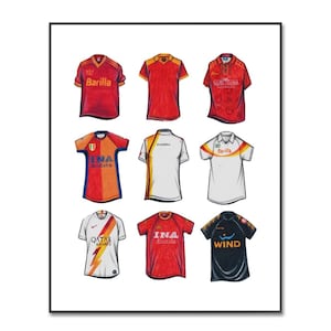 Roma Football Shirt Poster, AS Roma Poster, AS Roma Shirt Print,  Retro Jersey Kit, Homemade A4 Print | Birthday | Wall Art | Gifts for Him