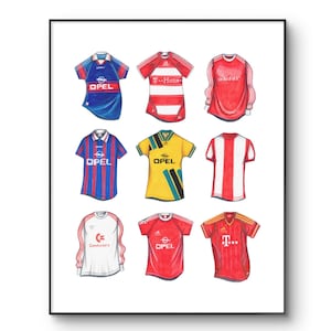 Bayern Munich Poster | Football Shirt  | Bayern Shirt | Classic Soocer Shirt | Bayern Poster | Football Poster | Handmade Wall Art | Digital