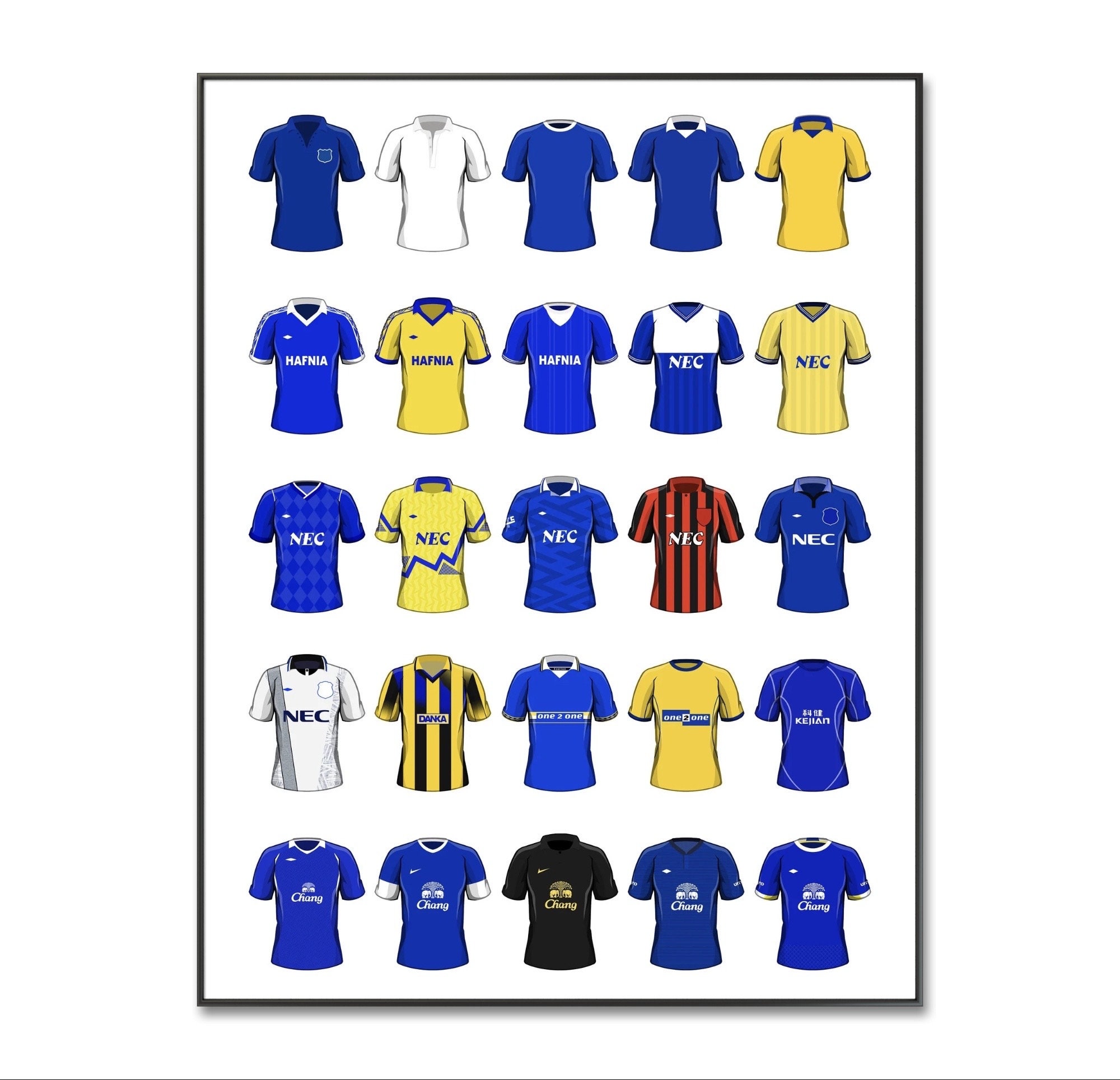 Everton Football Shirt Poster: Everton Print | Everton Football Shirt | Classic Football Shirt | Birthday | A4 Wall Art Print | Christmas