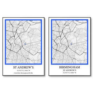 Birmingham City | Voetbalposter | St. Andrews-poster | Stadionvoetbalprint | Muurposter | Verjaardag | Kerstmis | Cadeaus voor hem