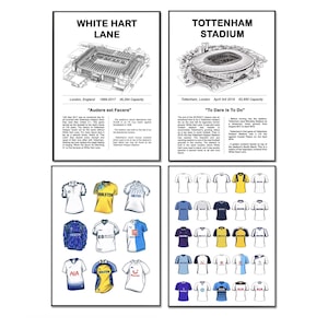 Tottenham Hotspur Poster Set: White Hart Lane & Shirt Prints (A4)