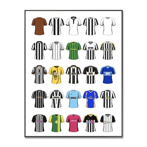de chemises du comté de Notts | Notts County FC | Rétro classique | Haut de football | Maillot rétro | Impression A4 | Anniversaire | Art mural | Cadeau pour lui
