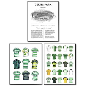 Celtic Football Poster Set: Shirt & Stadium Art (A4 Print)
